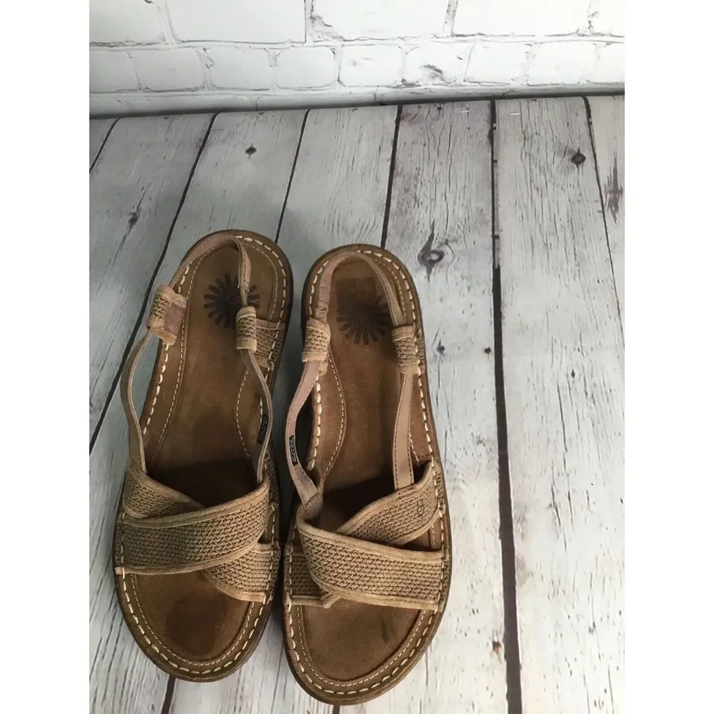 UGG Sandals Women’s  Size 9 ‎ Slingback Jute Wedge Strappy Basket Woven Neutral